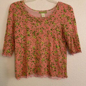 Sigrid Olsen Pink and Green Blouse